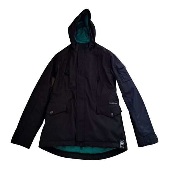Burton Jacket Women's Medium Black White Collection Dryride Ski Snowboard Hooded - Picture 1 of 15